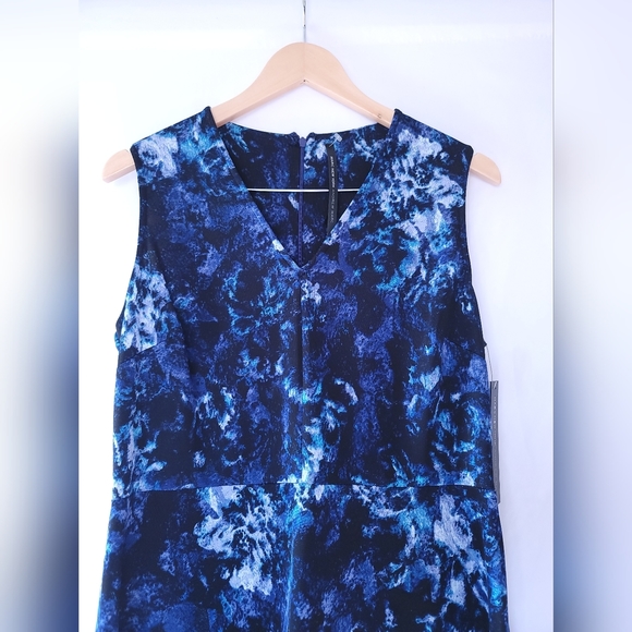 NWT MARC NY Sleevless Midi Abstract Print Dress Teal & Purple Tones Sz 14 - Picture 4 of 10